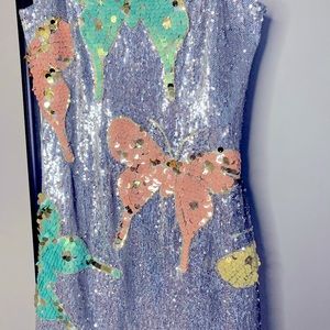COPY - 𝐀𝐊𝐈𝐑𝐀 Label Mariposa Sequin Mini Dress In Silver Multi